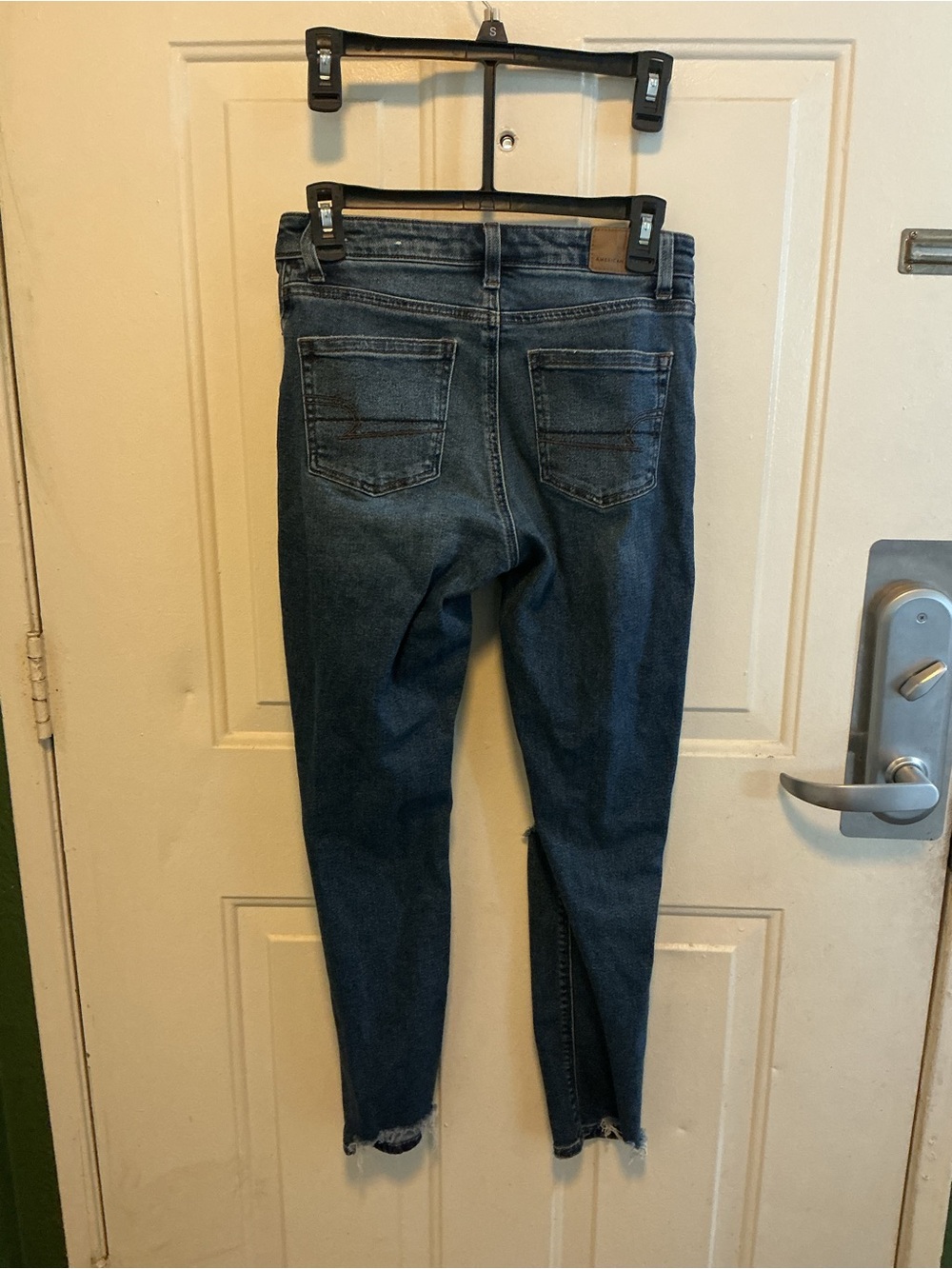 American Eagle Outfitters Dark Blue Ripped Skinny Jeans - Picture 2 of 3